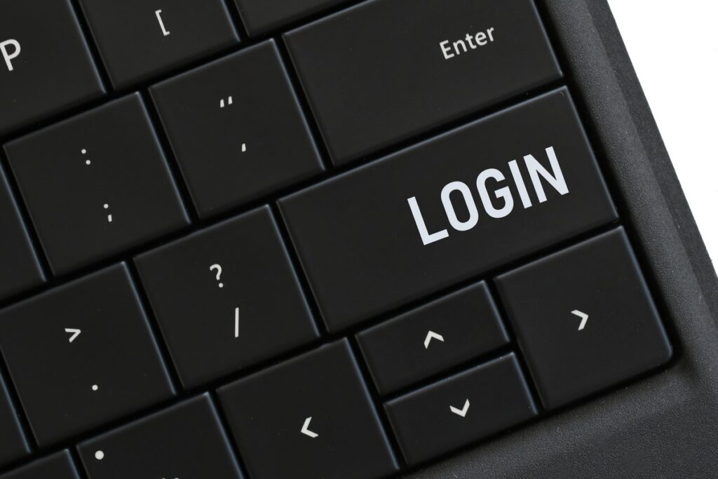 Login button on a computer keyboard